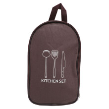 (Brown) Camping Cookware Storage Bag Portable Utensils Organizer Brown