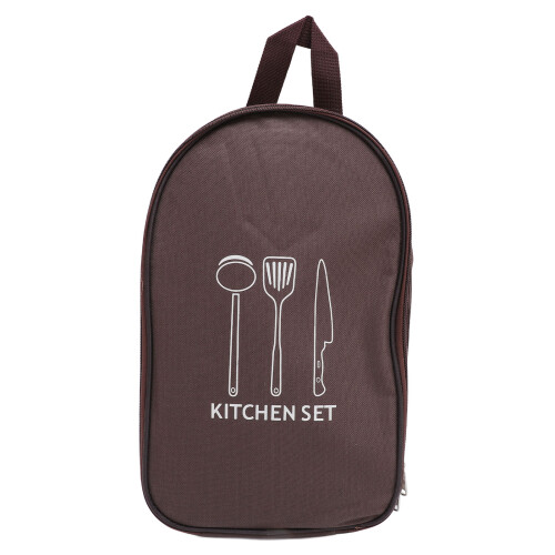 (Brown) Camping Cookware Storage Bag Portable Utensils Organizer Brown