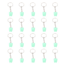 (Green) 20pcs Baby Teeth Box Keychain Portable Holder Blue
