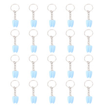 (Blue) 20pcs Baby Teeth Box Keychain Portable Holder Blue