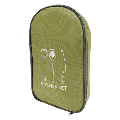 (Green) Camping Cookware Storage Bag Portable Utensils Organizer Brown 2