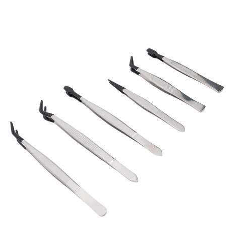 6Pcs RVS Pincet Rubberen Kop Multifunctioneel 1