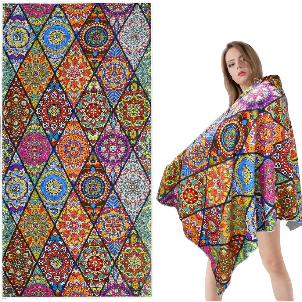 Kikidex (As Show, One Size) Microfiber Beach Towel Bohemian Printed Towel, Sport Towel