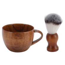 Set 2 Pennelli Barba Nylon Ciotola Legno