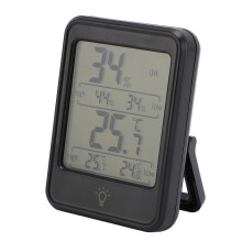 Hygrometer Indoor Feuchtemesser Schwarz mit Hintergrundbeleuchtung