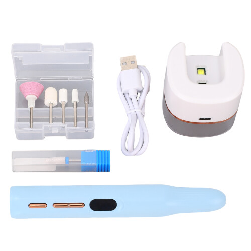 (Blue) Draagbare elektrische nagelfrees met lamp