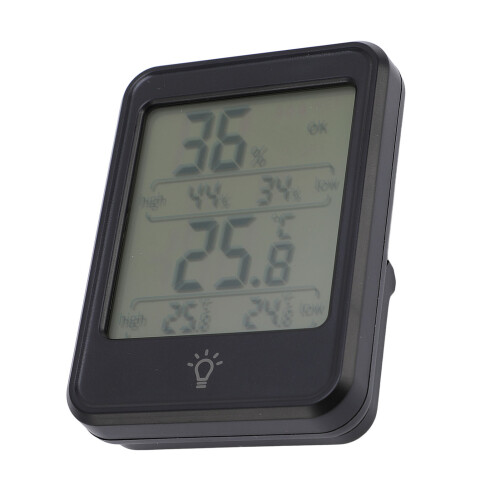 Hygrometer Indoor Feuchtemesser Schwarz mit Hintergrundbeleuchtung 1