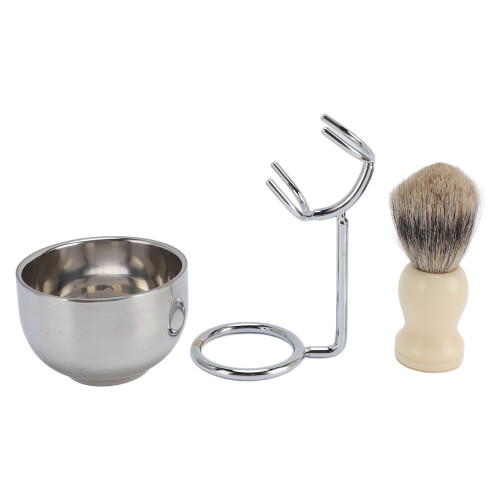 Stainless Steel Stand Shaving Brush Set for Men 2
