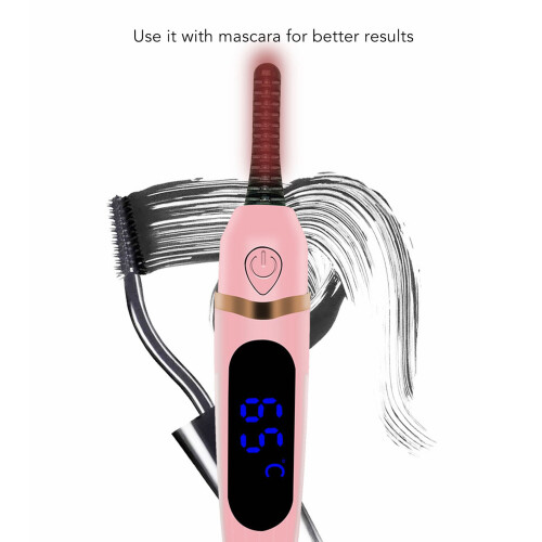 Heated Eyelash Curler USB Rechargeable 3Temp Pink with Digital Display 2