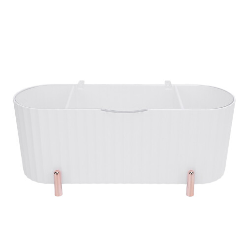 (White) Cotton Swabs Organizer 3 Grids Dispenser Dust Resistant White