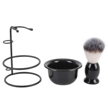 Set Pennello Barba Sintetico Manico Legno
