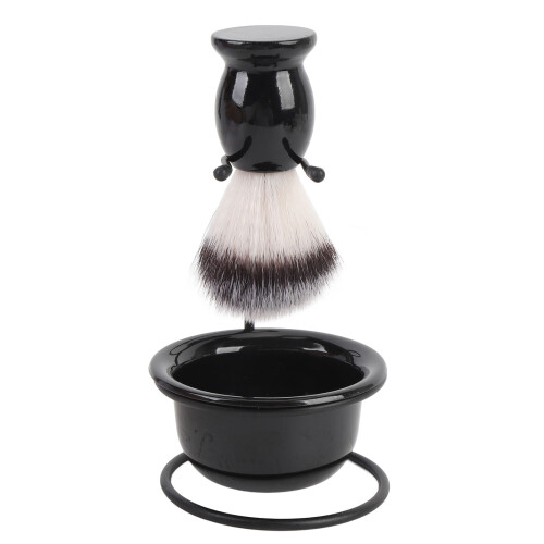 Set Pennello Barba Sintetico Manico Legno 2