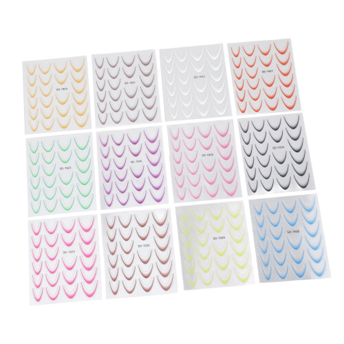 12 Farben Gradient French Line Nagelaufkleber 2