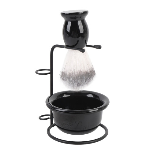 Set Pennello Barba Sintetico Manico Legno 1