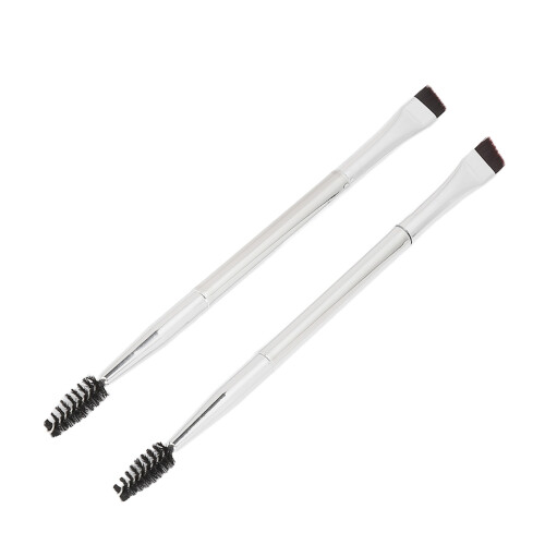 2pcs Silver Double Ended Brow Brush Soft Hair Spiral Tool 2