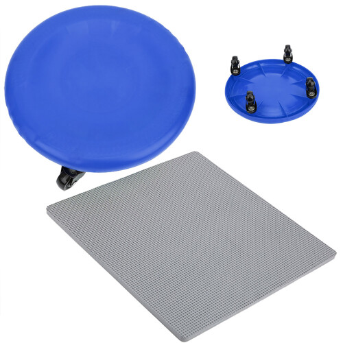 (bleu) Abdominal Exerciser 4 Wheel Slide Disc Universal 2
