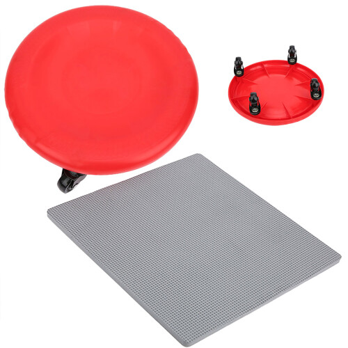 (red) Abdominal Exerciser 4 Wheel Slide Disc Universal 2