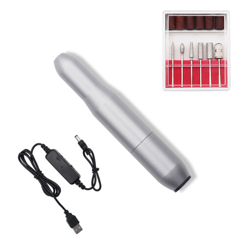 (Grey) Electric Nail Drill USB Ceramic Metal
