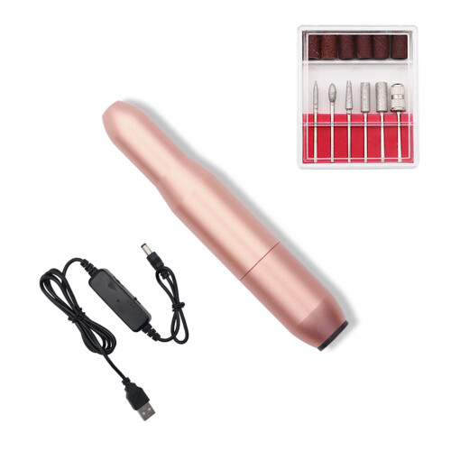 (Pink) Electric Nail Drill USB Ceramic Metal