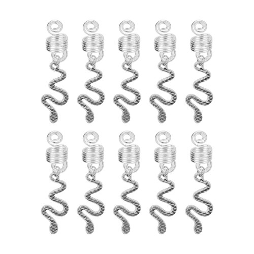 10x Alloy Beard Coil Snake Pendant DIY Dreadlocks