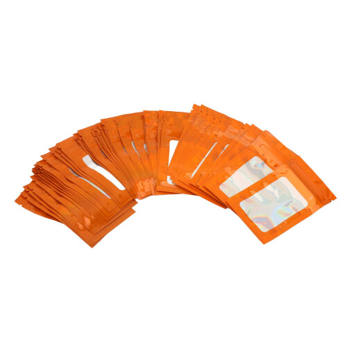 (Orange) 100 Stück wiederverwendbare Ziplock-Beutel mit Aufhängeloch, orange 2