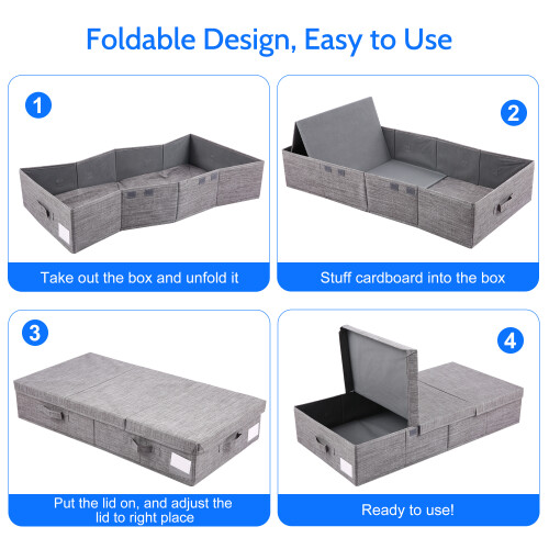 Foldable Storage Box with Lids Closet Blanket Toys Fabric Containers 2