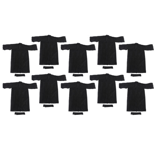 10x Vlies-Salonmantel mit Bund Schwarz