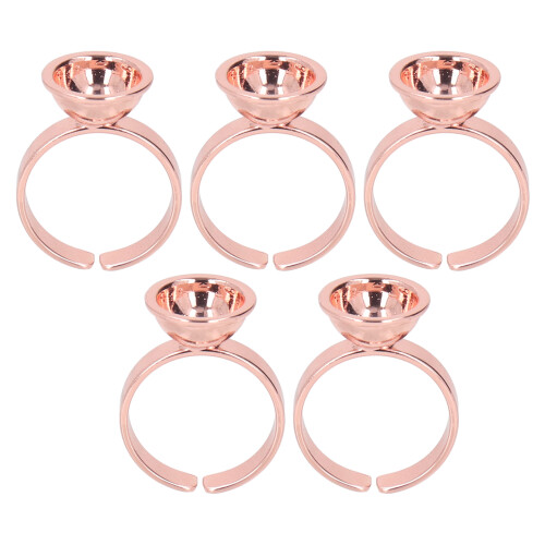 (Large Without Partition) 5pcs Stainless Steel Microblading Ring Cup Rose Red Large No Partition