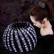 (Violet) Lazy Bird's Nest Plate Hairpins for Women Girls Expandable Ponytail Holder Clip Hair Accessories