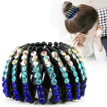 (Blue) Lazy Bird's Nest Plate Hairpins for Women Girls Expandable Ponytail Holder Clip Hair Accessories
