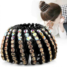 (Brown) Lazy Bird's Nest Plate Hairpins for Women Girls Expandable Ponytail Holder Clip Hair Accessories