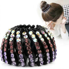 (Purple) Lazy Bird's Nest Plate Hairpins for Women Girls Expandable Ponytail Holder Clip Hair Accessories