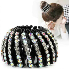 (White) Lazy Bird's Nest Plate Hairpins for Women Girls Expandable Ponytail Holder Clip Hair Accessories