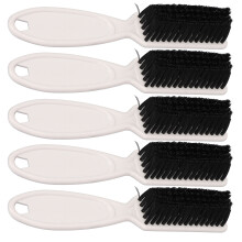 (White) Spazzole barba nylon 5pz, manico ergonomico bianco