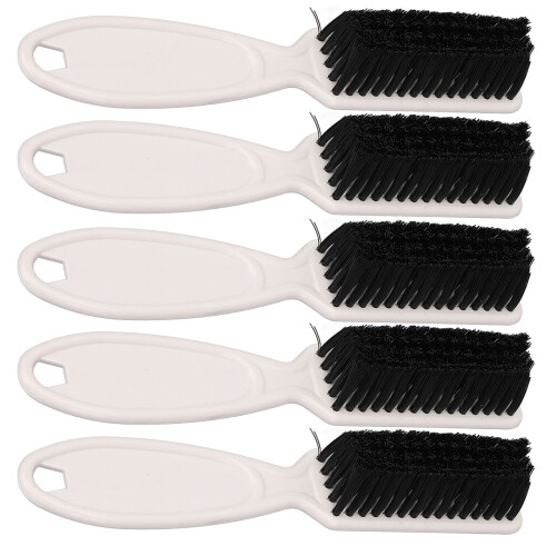 (White) 5x Bartbürste mit Nylonborsten, ergonomisch, Weiß