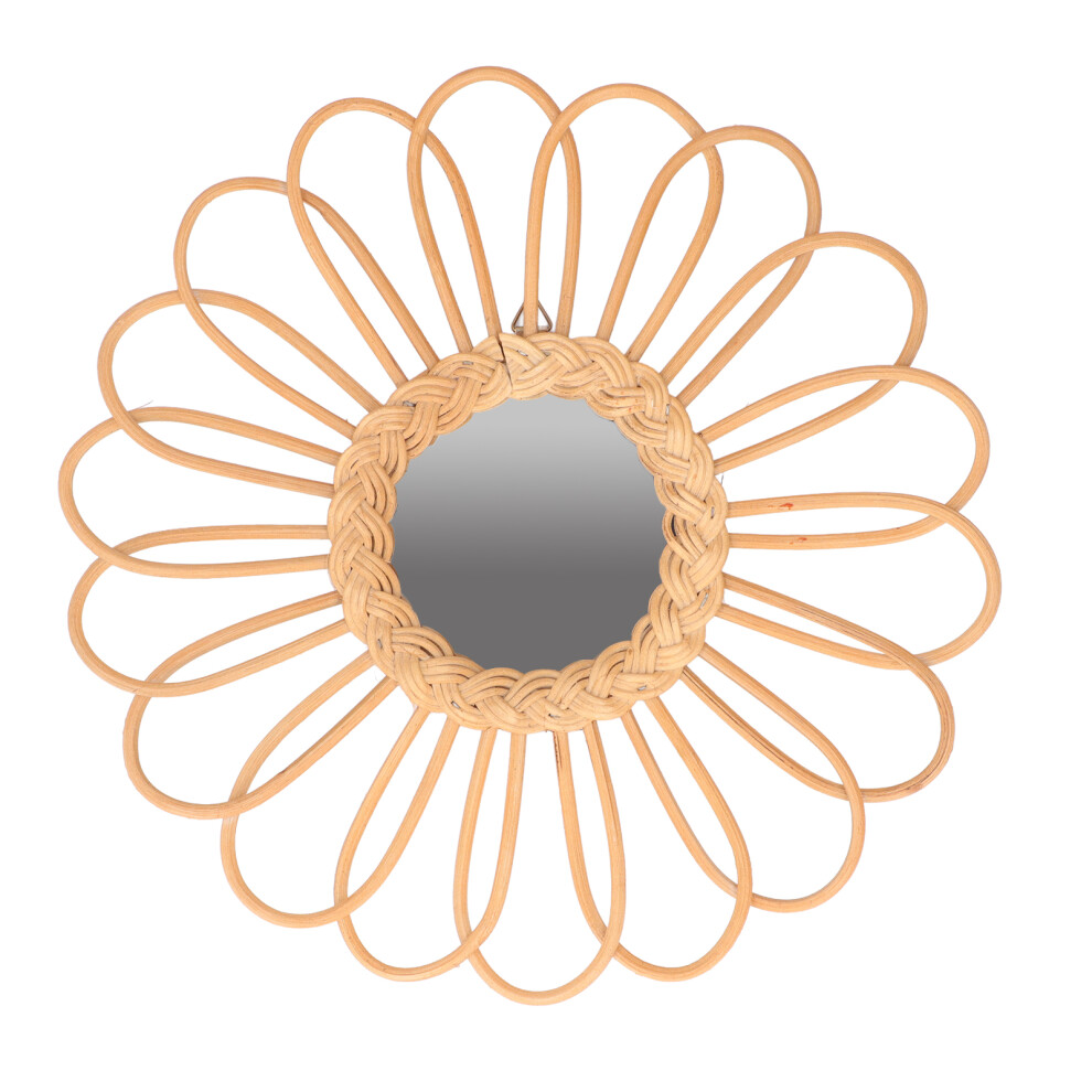 Rattan Mirror Retro Round Hanging Wall Decor for Bathroom Bedroom-image-OPC-PMMFSVT-NEW