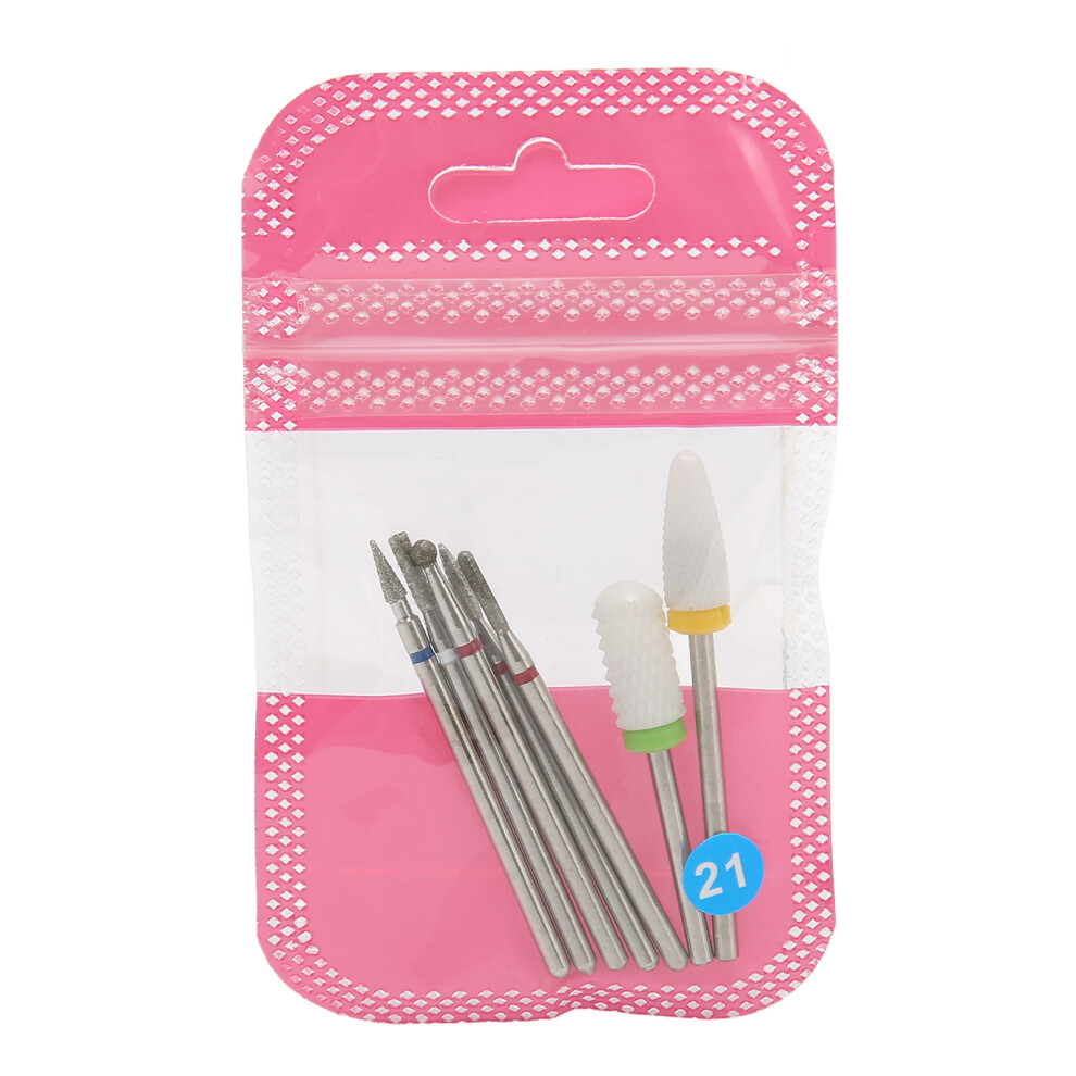 7pcs Ceramic Tungsten Steel Nail Drill Bit Set for Salon
