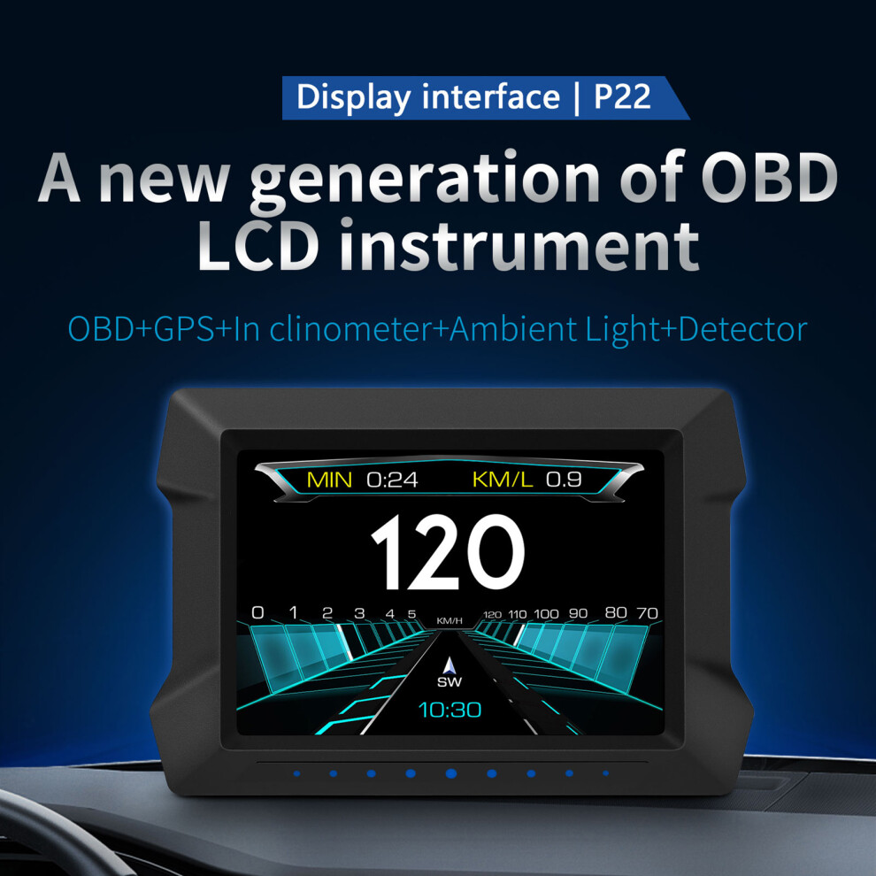 Multi-Function Car Trip Computer P22 Lcd Gps Obdâ¡ Speedometer With Incline Alarm 4921357194975