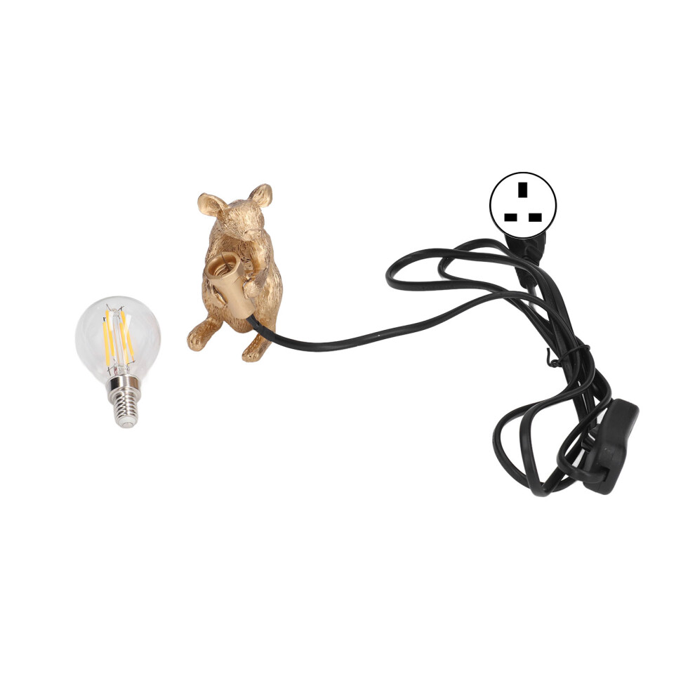 (Gold UK Plug) Resin Mouse Lamp E12 Creative Desktop Animal Lamp Bedroom Living Room-image-OPC-PMMFTVM-NEW