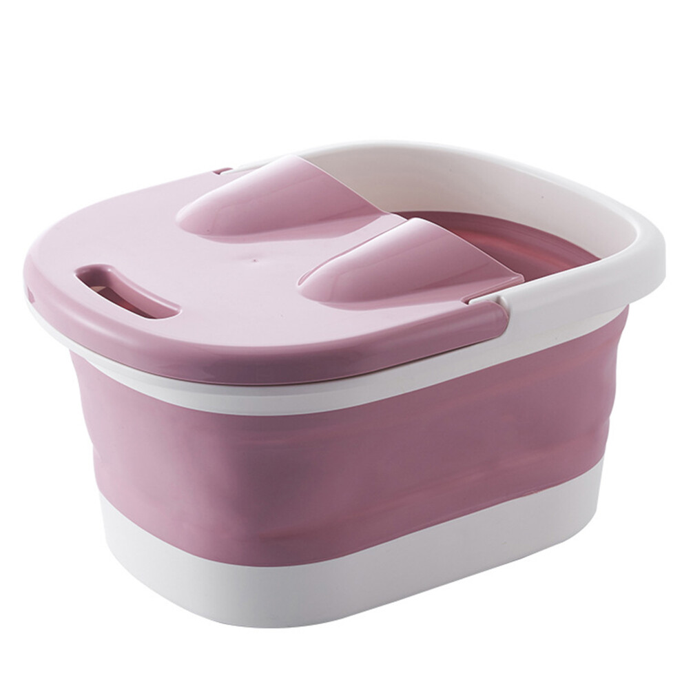 (Pink) Collapsible Foot Bath Tub with Massaging Rollers Blue