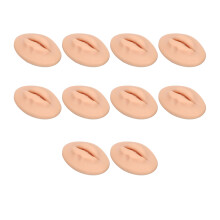 (Dark Skin Colour) 10PCS Silicone 3D Fake Lips Tattoo Practice Open Mouth Transparent
