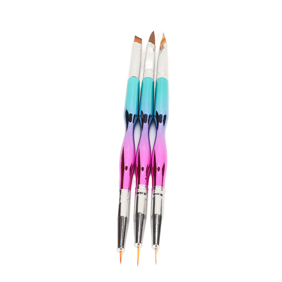 3pcs Double Ended Nail Liner Brush DIY Professional Manicure Salon