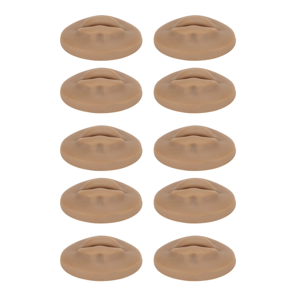 (Black Skin Colour) 10PCS Silicone 3D Fake Lips Tattoo Practice Open Mouth Transparent
