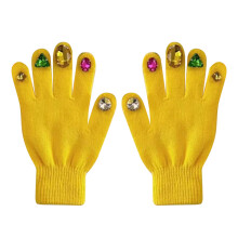 (Yellow) Strass-Nagelhandschuhe DIY warm, vollfingerig, blau