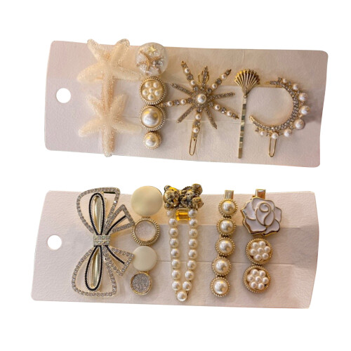 10x Perlen Kristall Haarnadel Stern Meer Clip Set 1