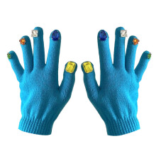 (Blue) Strass-Nagelhandschuhe DIY warm, vollfingerig, blau