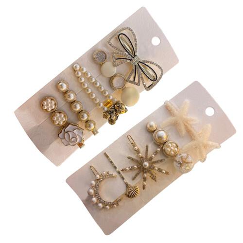 10x Perlen Kristall Haarnadel Stern Meer Clip Set 2