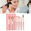 8 Pcs Mini Makeup Brush Set Wood Handle 5