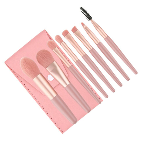 8 Pcs Mini Makeup Brush Set Wood Handle 2