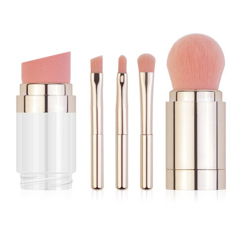 (Electroplated Gold) 5-in-1 Rose Gold Makeup Brush Set 2